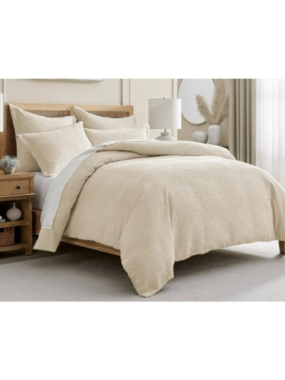 Levtex Home Cloud Waffle Undyed Cream King Comforter Set New